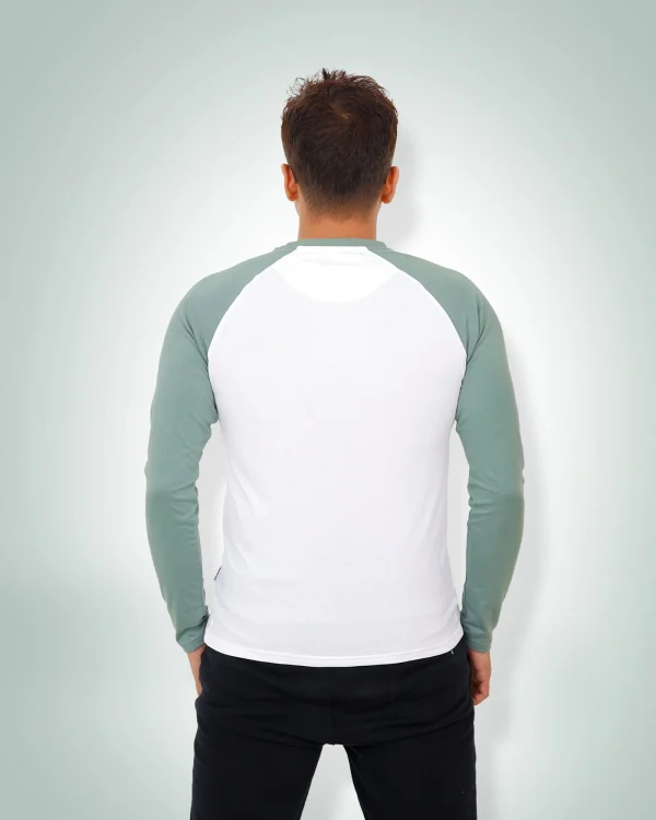 White & Olive Raglan Full Sleeve T-Shirt - Image 5