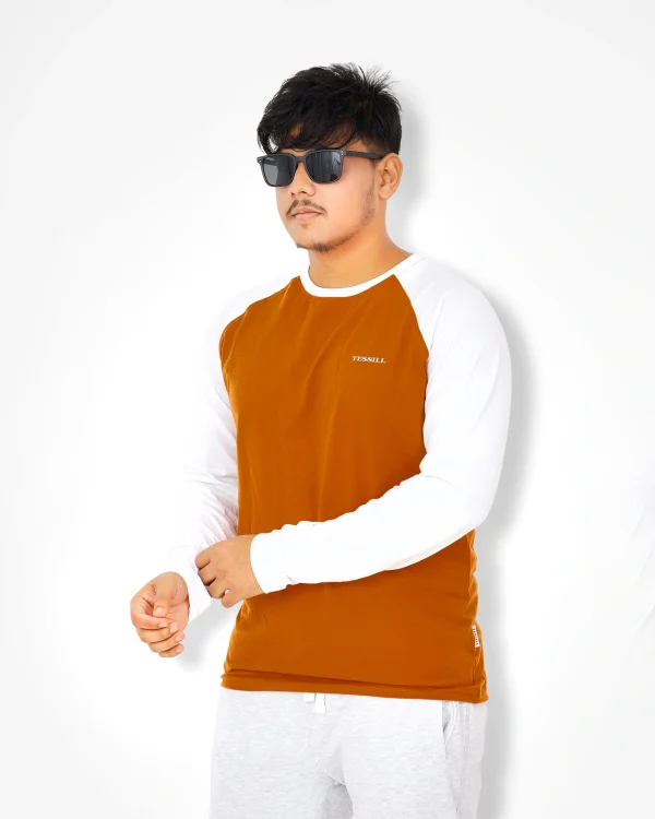 Rust & White Raglan Full Sleeve T-Shirt - Image 3