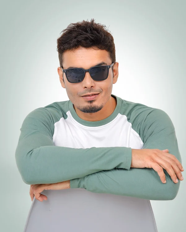 White & Olive Raglan Full Sleeve T-Shirt - Image 4