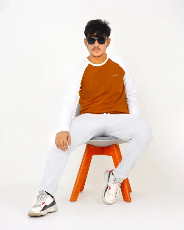 Rust & White Raglan Full Sleeve T-Shirt - Image 2