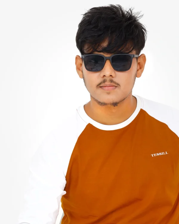 Rust & White Raglan Full Sleeve T-Shirt - Image 5