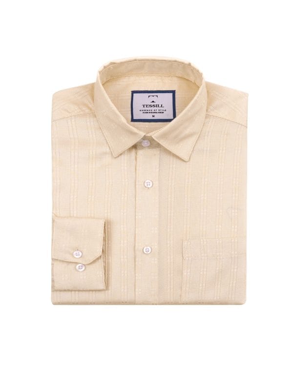 TESSILL Premium Almond Vertical Stripe Shirt - Image 6