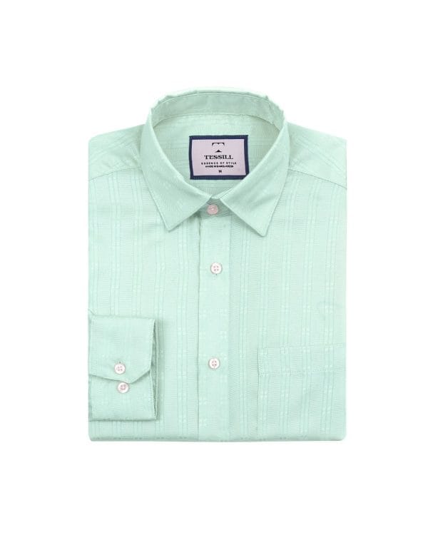1 Mint Vertical Jacquard Stripe Full Sleeve Shirt