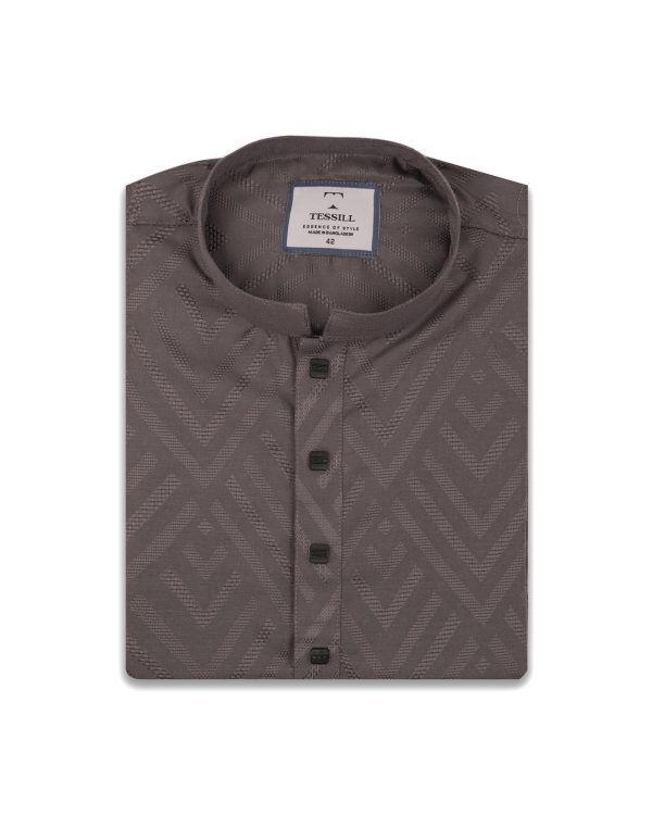 Carbon Grey Geometric Jacquard Panjabi - Image 5
