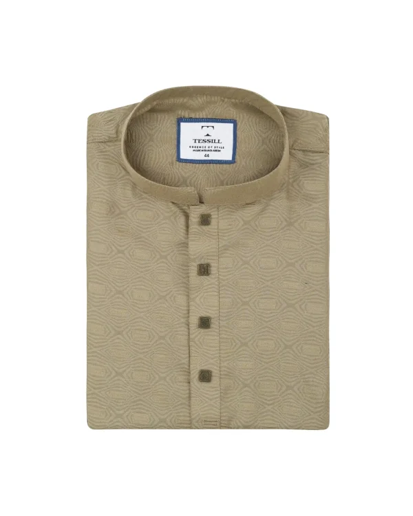Light Moss Green Embossed Panjabi