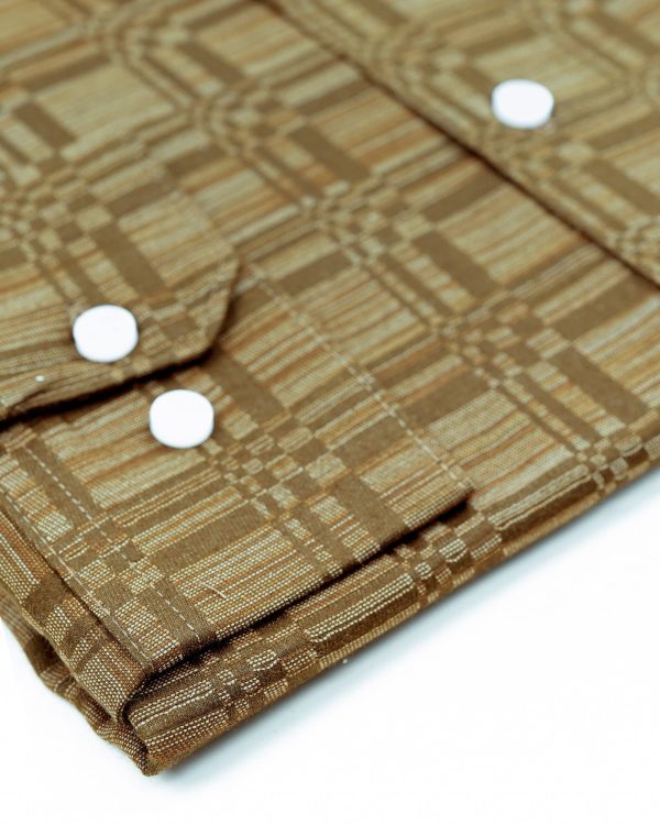 TESSILL Premium Olive Geometric Self-Printed Shirt - Image 3
