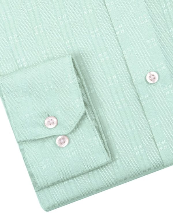 TESSILL Premium Mint Vertical Jacquard Stripe Shirt - Image 8