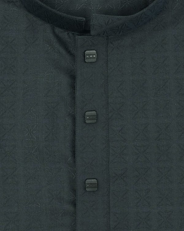 Dark Greenish Geometric Weave Panjabi - Image 7