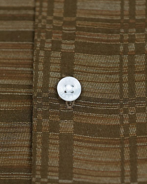 TESSILL Premium Olive Geometric Self-Printed Shirt - Image 2