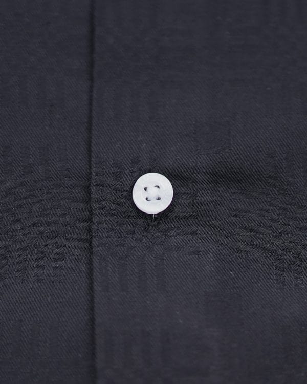 TESSILL Premium Black Vertical Jacquard Stripe Shirt - Image 6