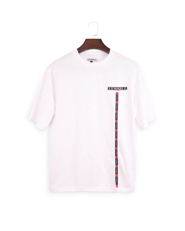 White T-Shape Design Drop Shoulder T-Shirt