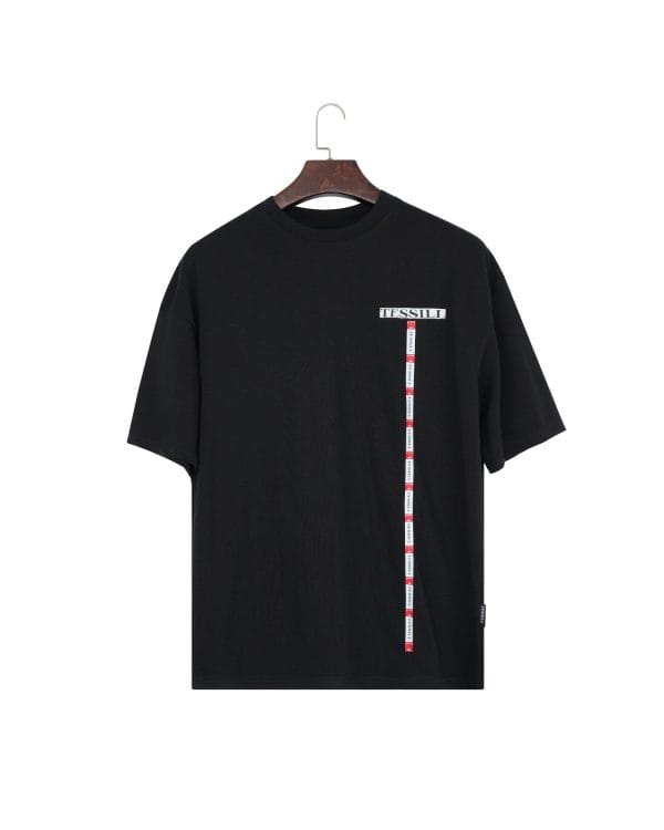 Black T-Shape Design Drop Shoulder T-Shirt