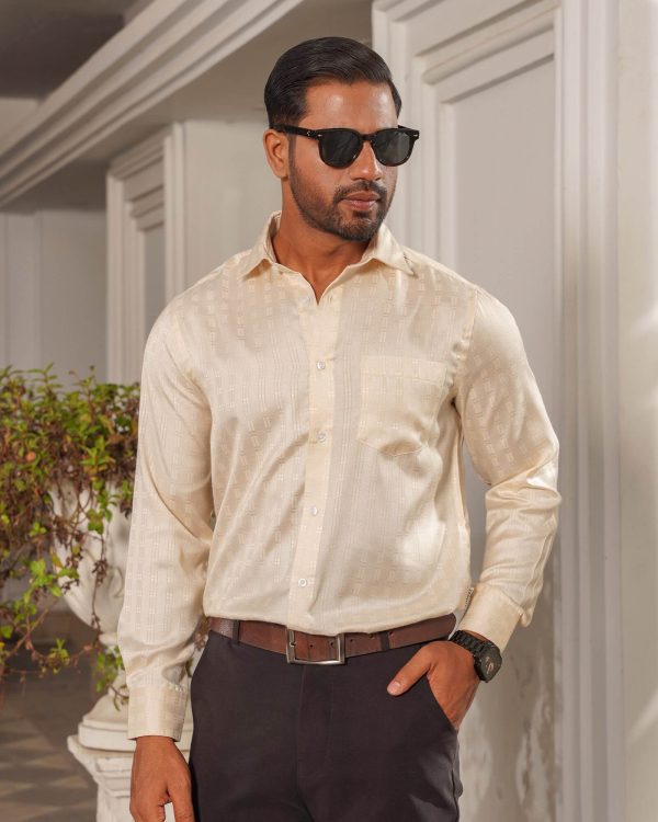 TESSILL Premium Almond Vertical Stripe Shirt