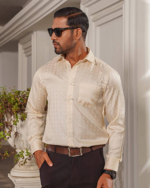 TESSILL Premium Almond Vertical Stripe Shirt - Image 2