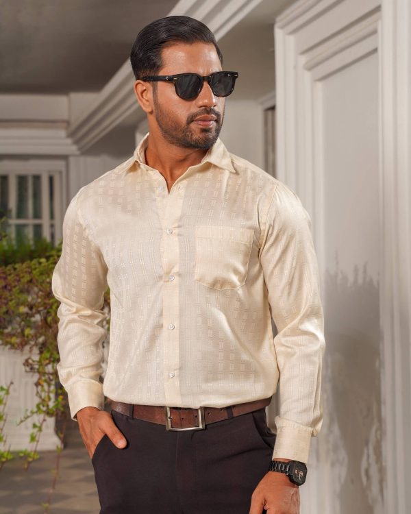 TESSILL Premium Almond Vertical Stripe Shirt - Image 3