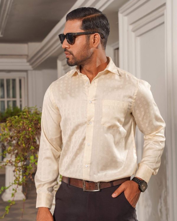 TESSILL Premium Almond Vertical Stripe Shirt - Image 4