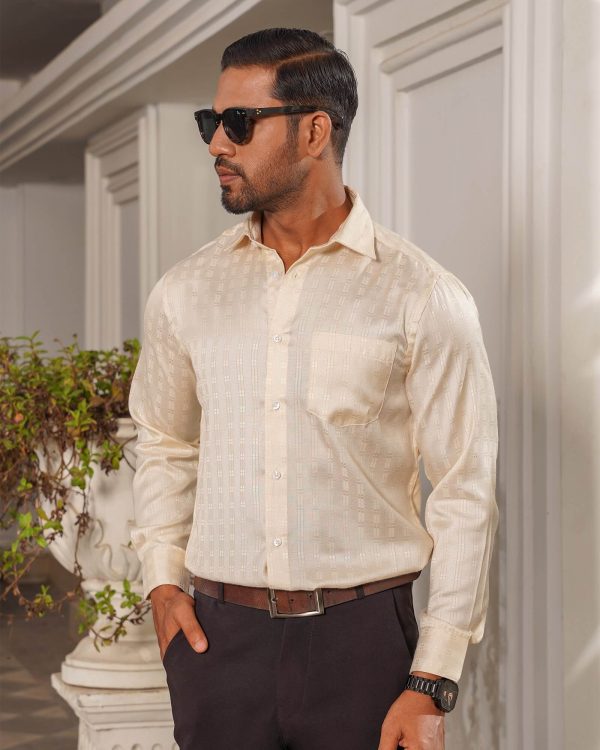 TESSILL Premium Almond Vertical Stripe Shirt - Image 5