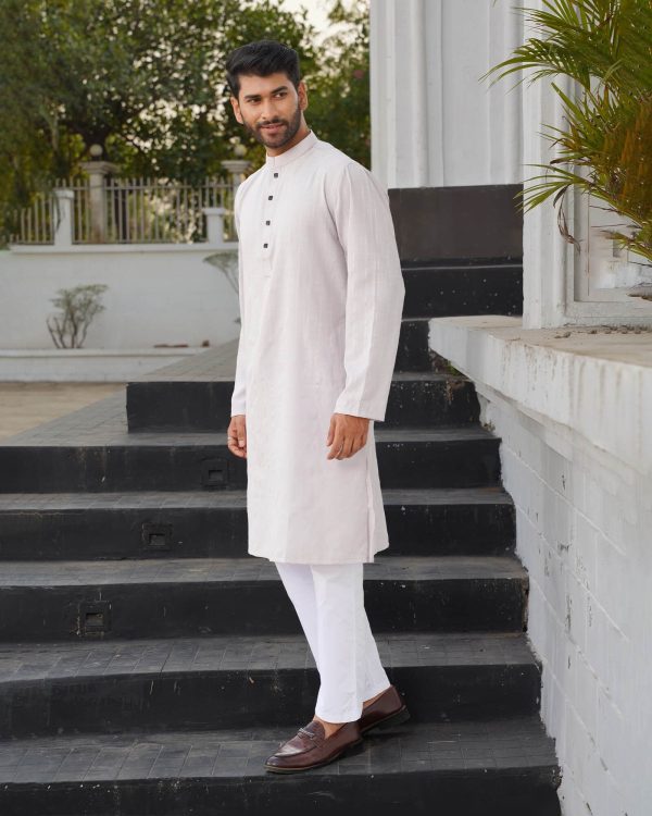 Lavender Mist Vertical Jacquard Stripe Panjabi