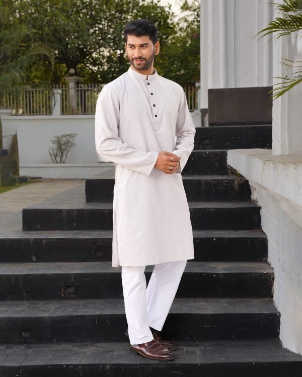 Lavender Mist Vertical Jacquard Stripe Panjabi - Image 5