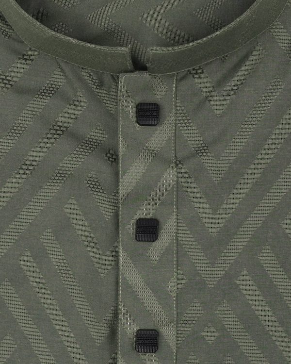 Moss Green Geometric Jacquard Panjabi - Image 5