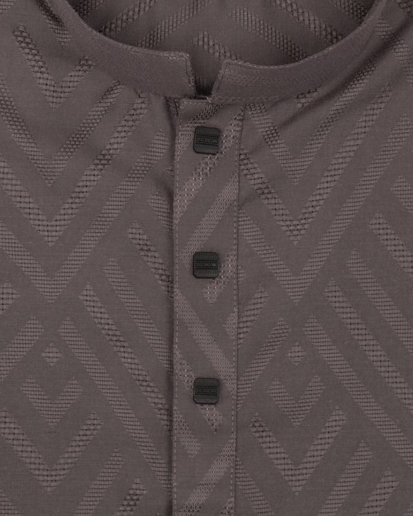 Carbon Grey Geometric Jacquard Panjabi - Image 6