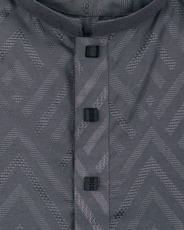 Fuscous Grey Geometric Jacquard Panjabi - Image 6