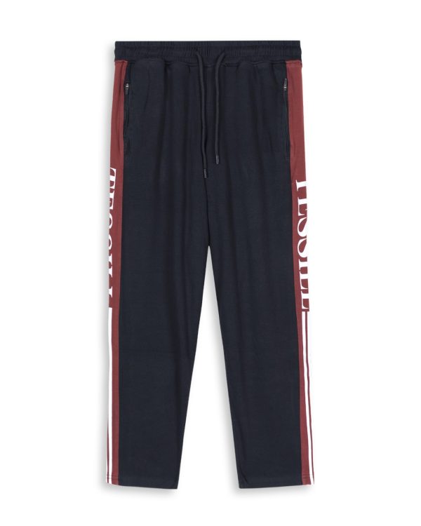 TESSILL Black Maroon Side Panel Cropped Joggers