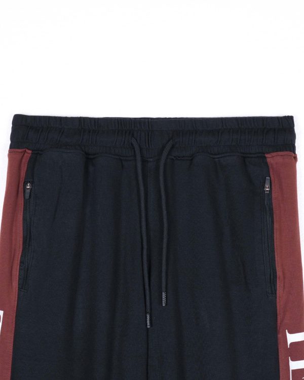 TESSILL Black Maroon Side Panel Cropped Joggers