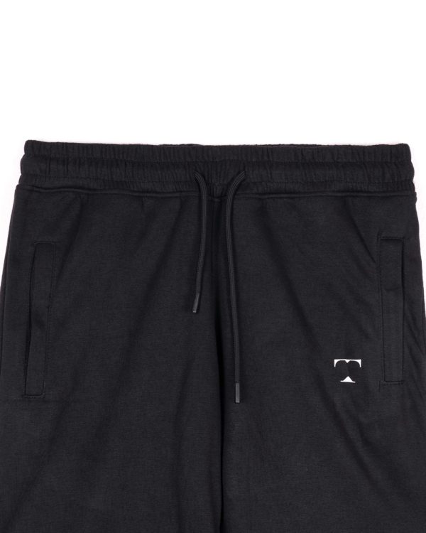 TESSILL Jet Black Cropped Length Sporty Joggers